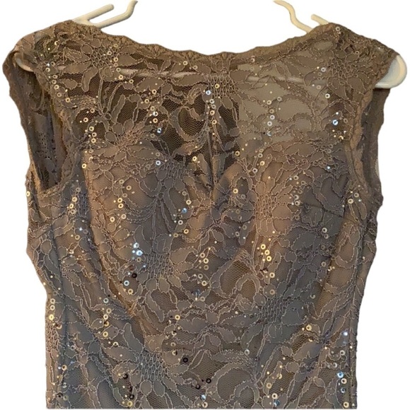 Champagne Open Back Dress Sequin Bodycon Semi Formal Prom Party Dinner Small - Picture 7 of 9